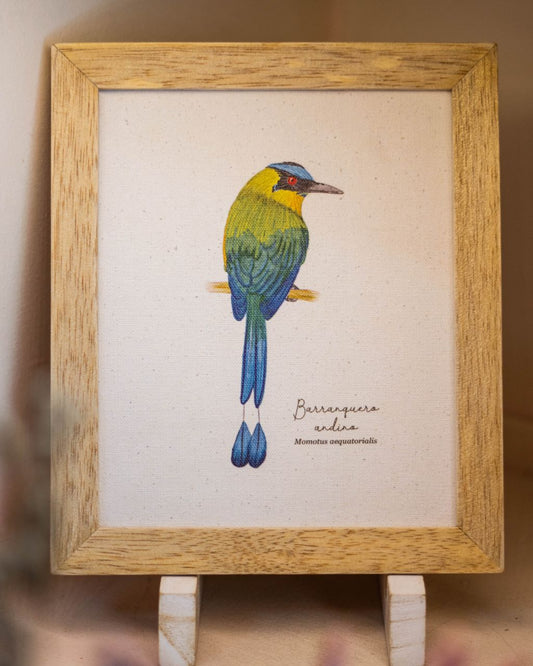 Lienzo con print de ave barranquero andino enmarcado