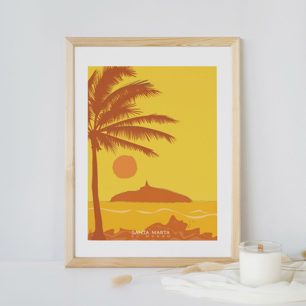 Poster enmarcado que ilustra el hermoso Atardecer Samario, el que nos atrapa cada tarde desde nuestro balcón.