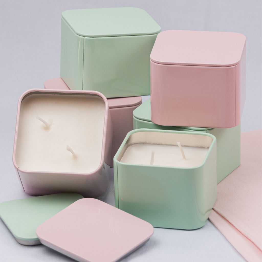 Velas aromáticas hechas artesanalmente en Colombia con mecha y envase metálico 108gr.