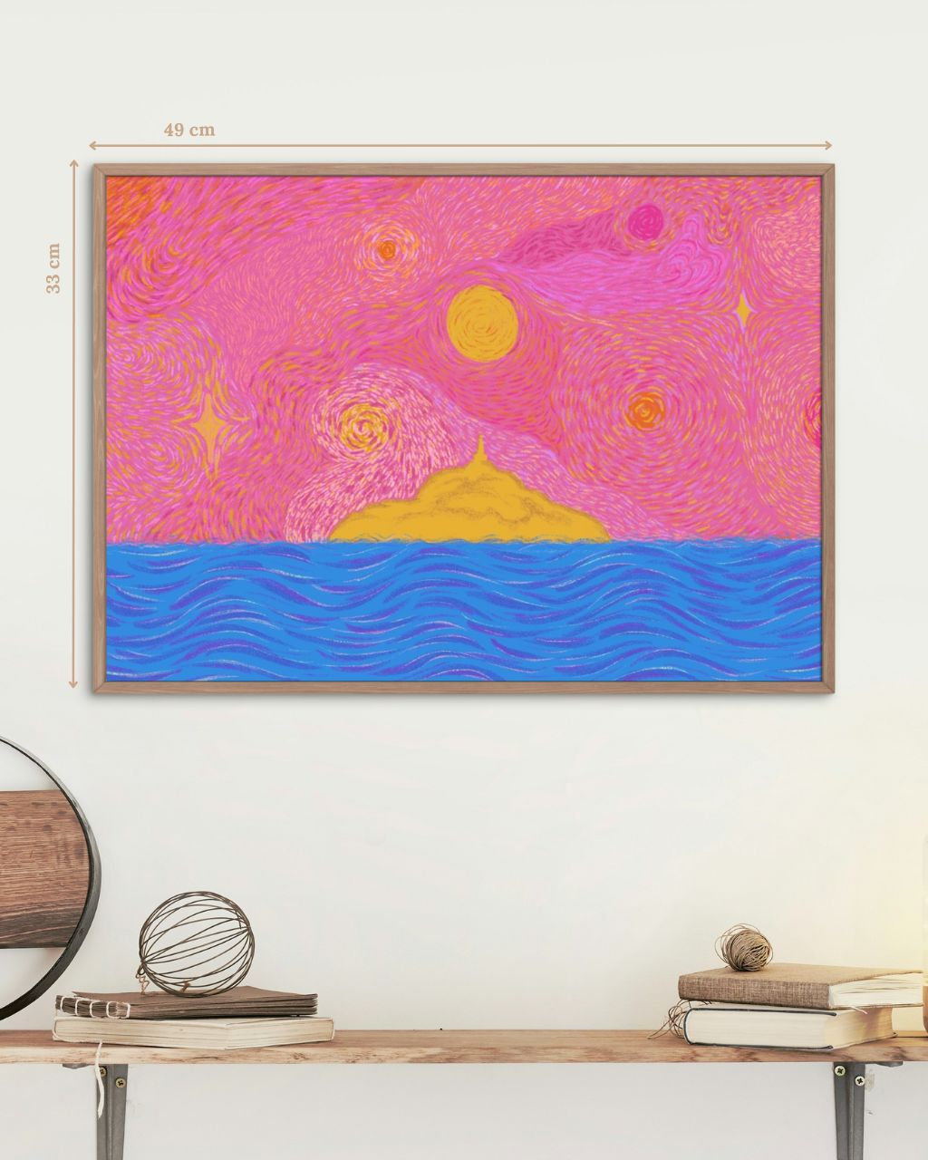 Poster Atardecer en la Samaria enmarcado artesanalmente con madera natural.