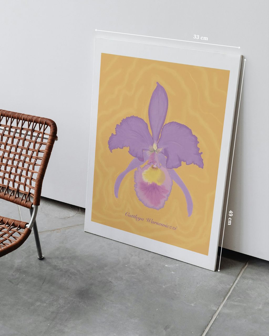 Poster Orquídea enmarcada artesanalmente en retablo.