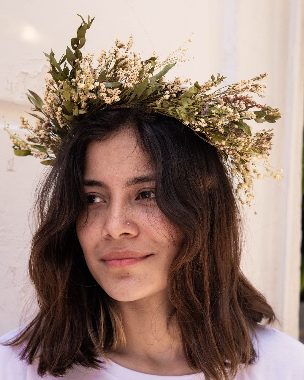 Tiara de flores perdurables