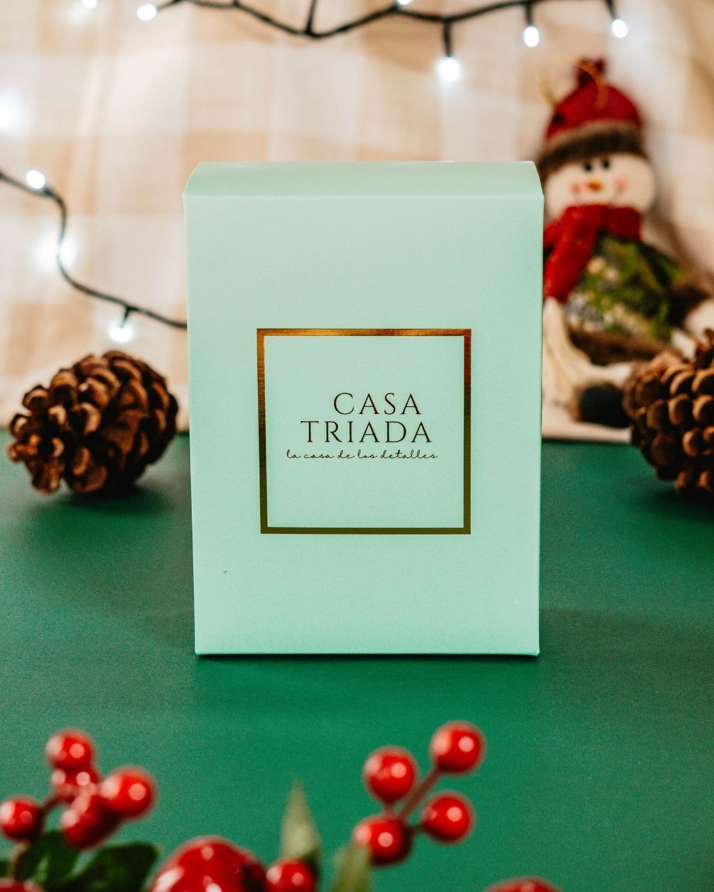 Empaque de regalo en elegante caja verde.