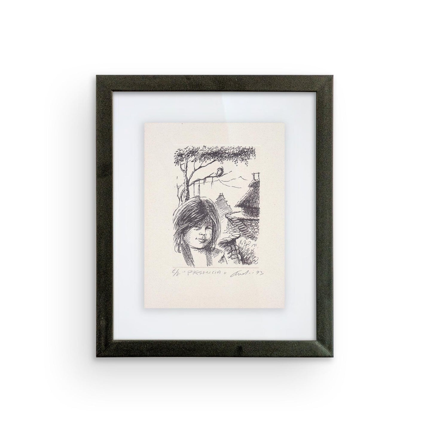 Serigrafía de Ángel Almendrales de Ciudad Perdida en blanco y negro