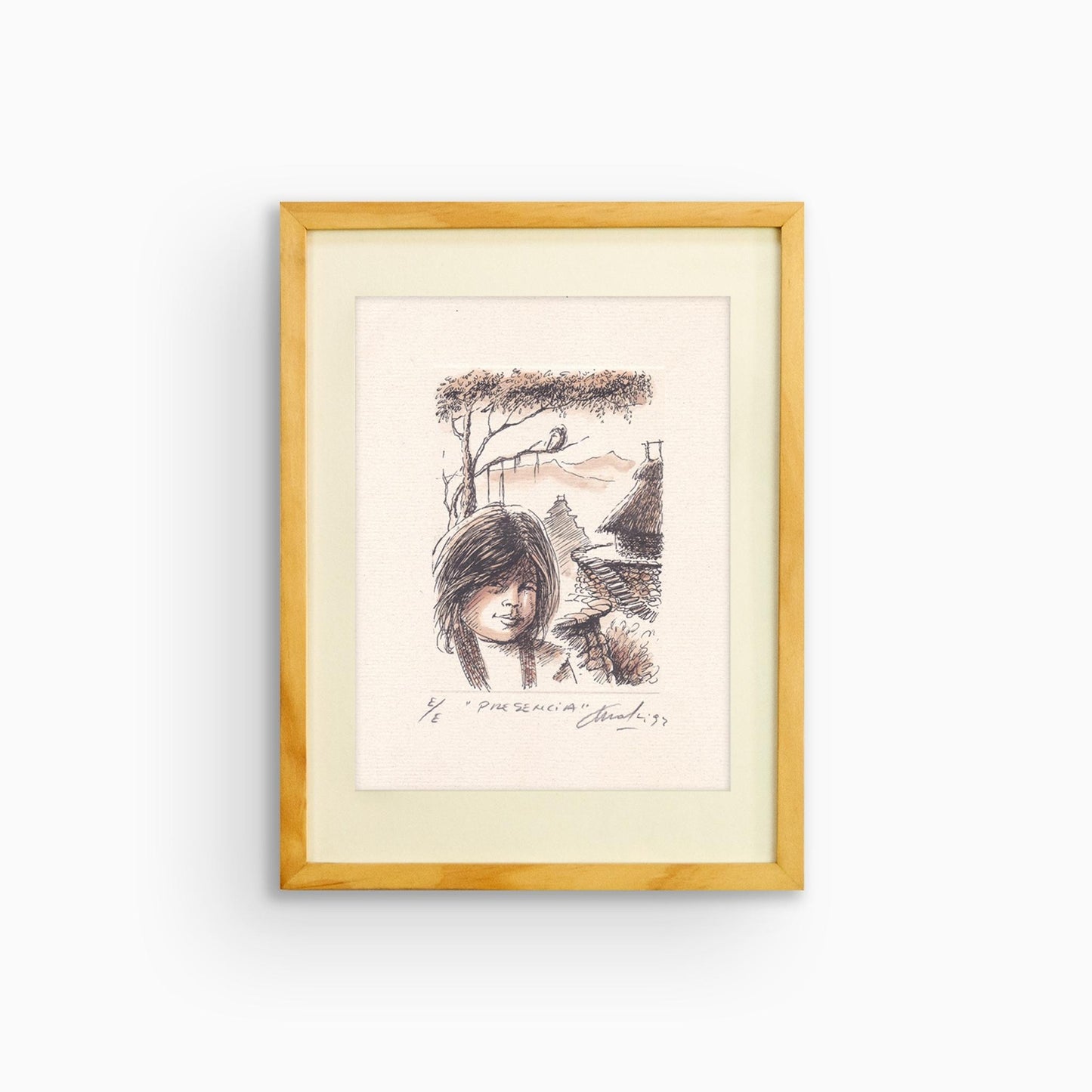 Serigrafía de Ángel Almendrales de Ciudad Perdida en colores sepia