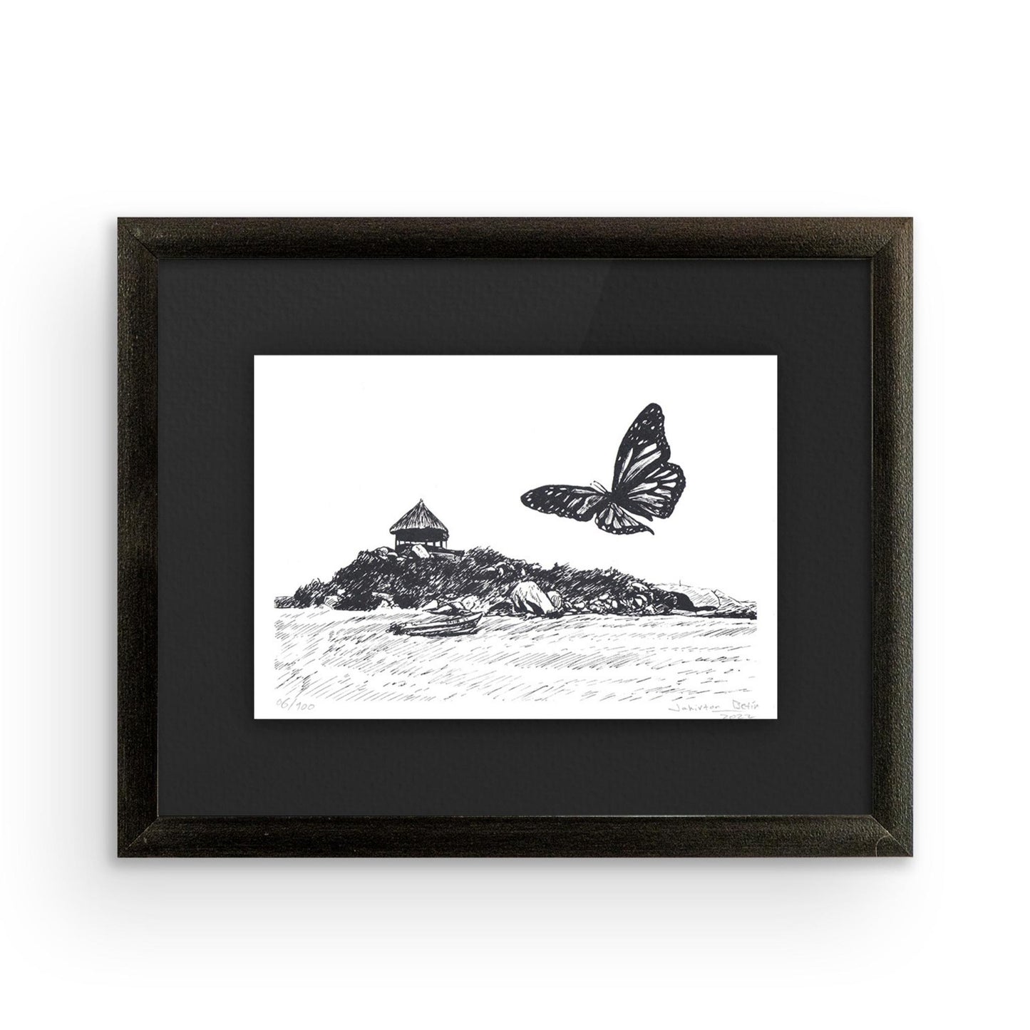 Serigrafía Costa Titánica Mariposa en Parque Tayrona