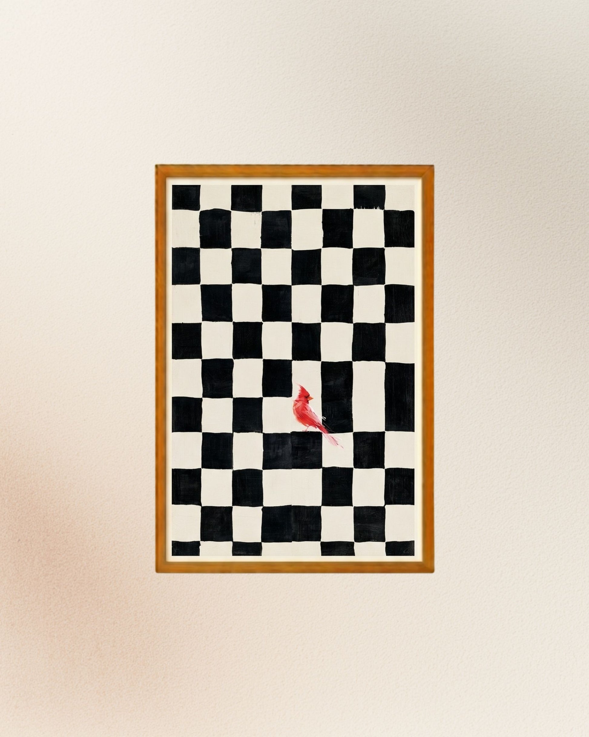 Poster Cardenal Ajedrez, versión con enmarcado artesanal en madera natural.