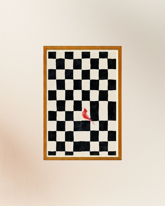 Poster Cardenal Ajedrez, versión con enmarcado artesanal en madera natural.