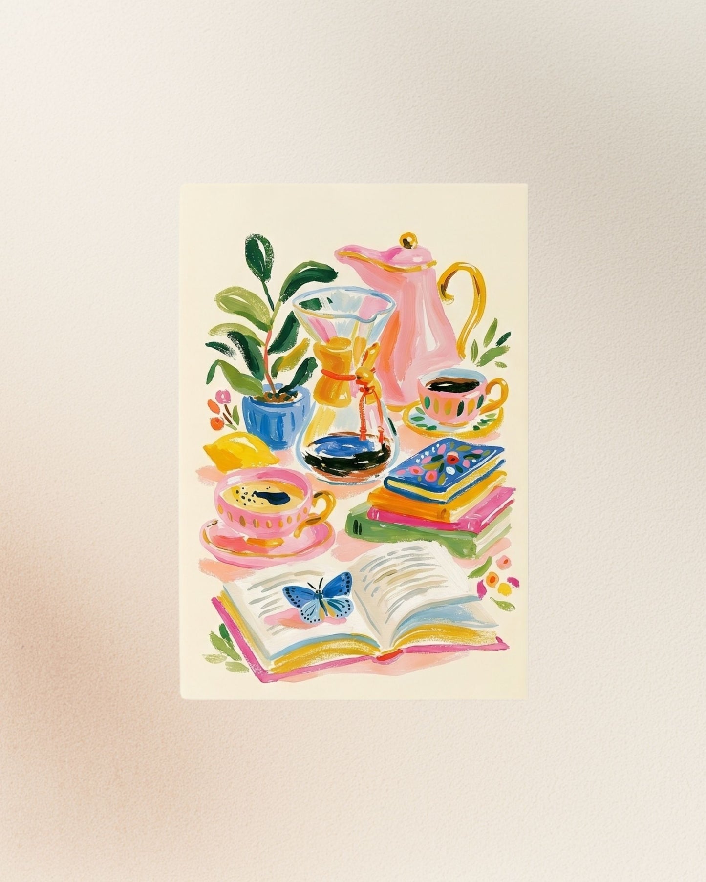 Poster Libros, Naturaleza y Café, versión individual.