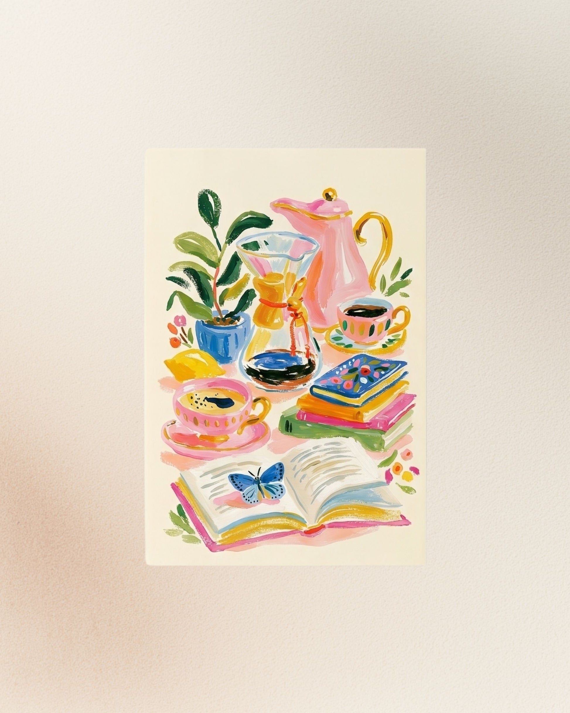 Poster Libros, Naturaleza y Café, versión individual.