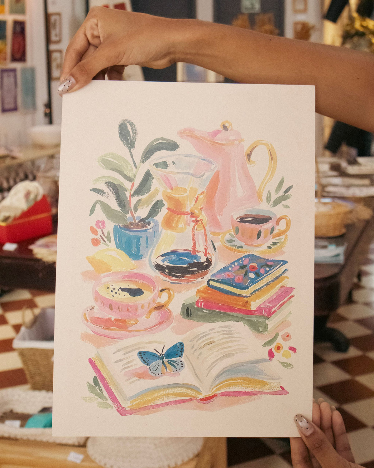 Poster: Libros, Naturaleza y Café