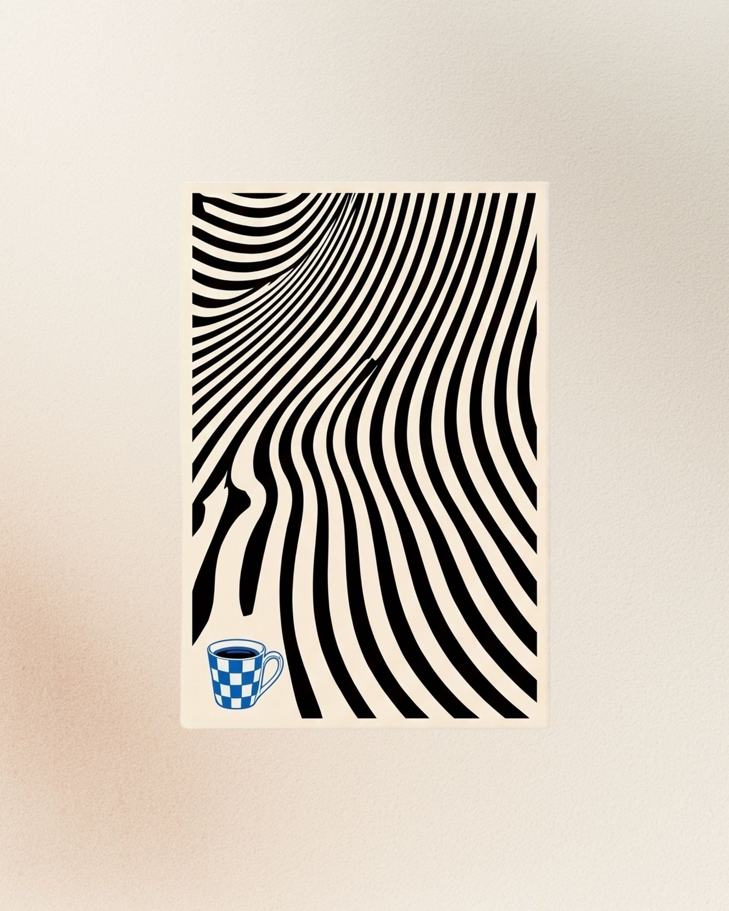 Poster Ondas Op Art y Café, versión individual.