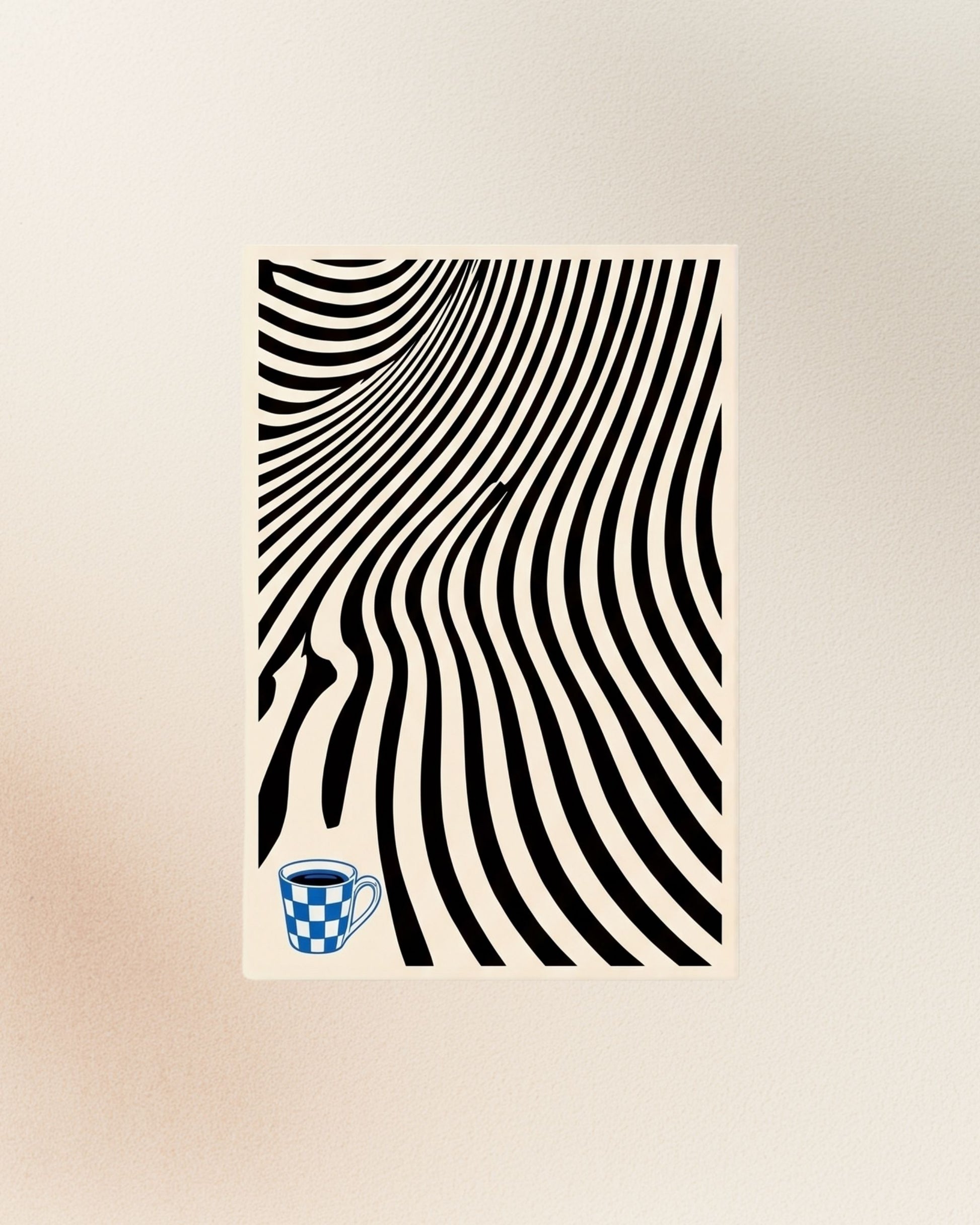 Poster Ondas Op Art y Café, versión individual.