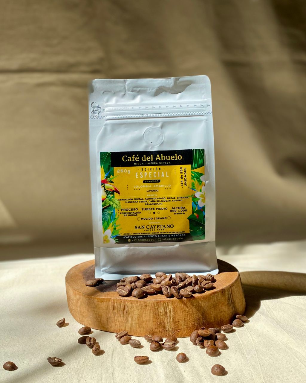 Café Colombia Amarillo: edición limitada de 250 unidades. Disfruta de sus notas frutales y achocolatadas.