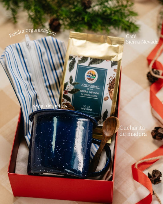 Kit Sierra Mía, un obsequio especial para la navidad en empaques de regalo. Incluye productos colombianos, hechos a mano y de comercio justo.
