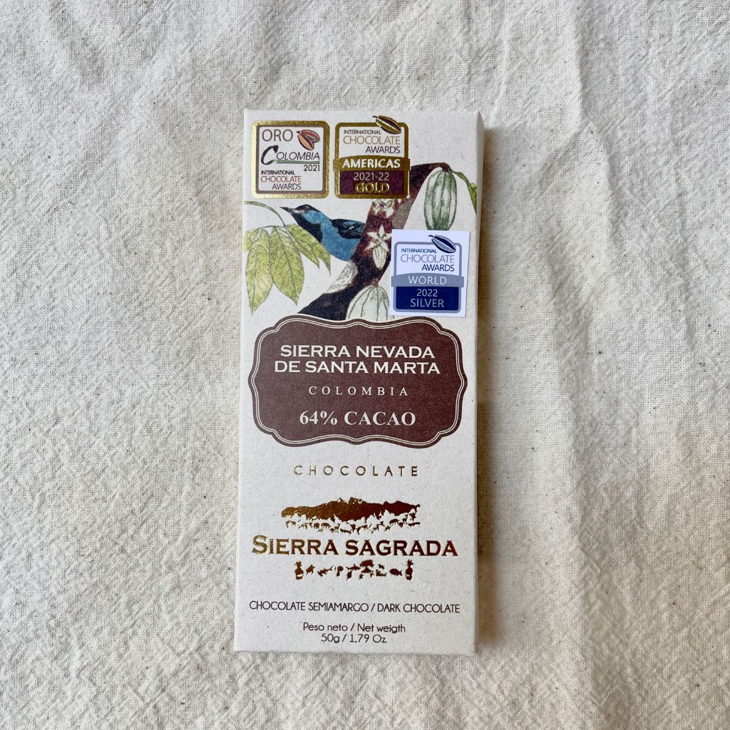 Chocolate de la Sierra Nevada de Santa Marta, vegano, de 64% de cacao.