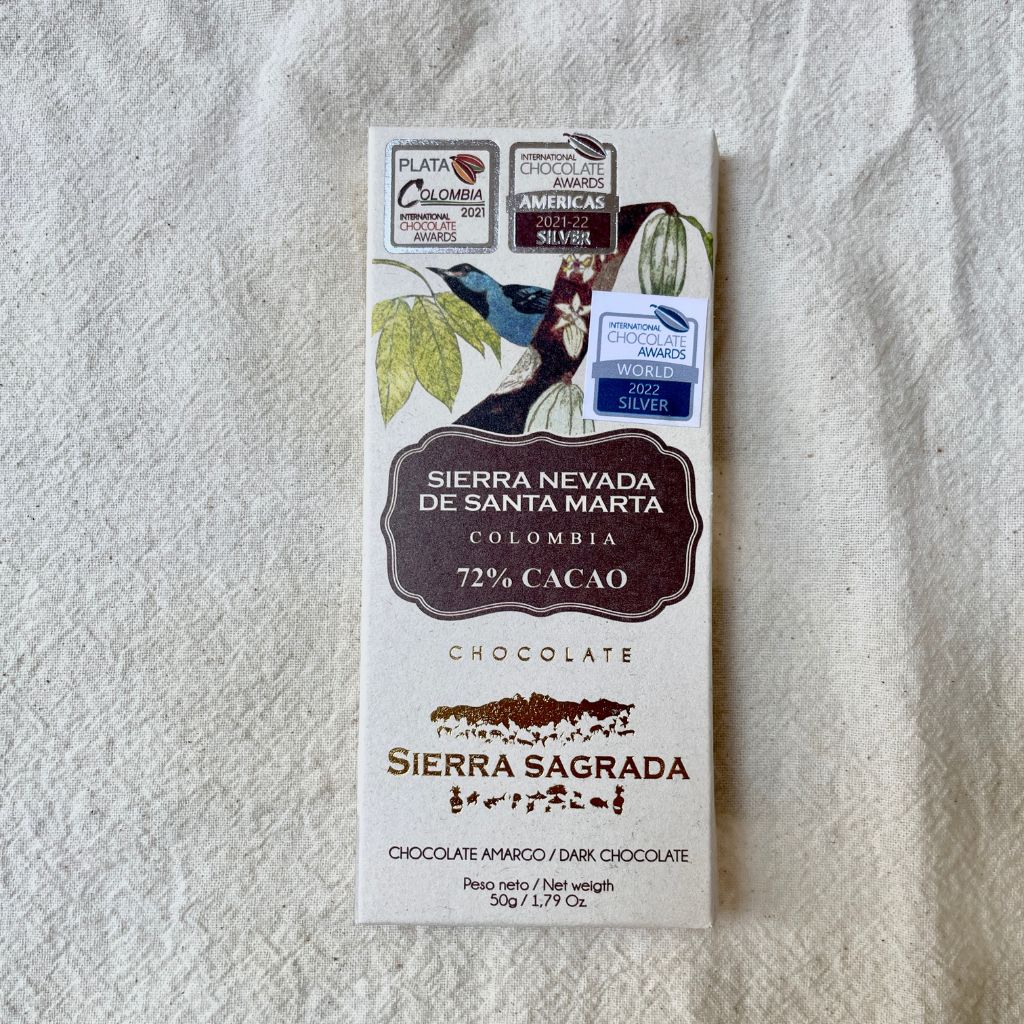 Chocolate de la Sierra Nevada de Santa Marta, vegano, de 72% de cacao.