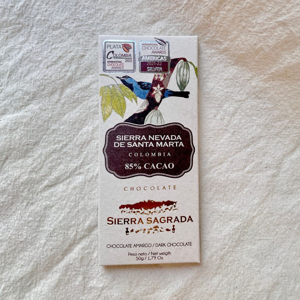 Chocolate de la Sierra Nevada de Santa Marta, vegano, de 85% de cacao.